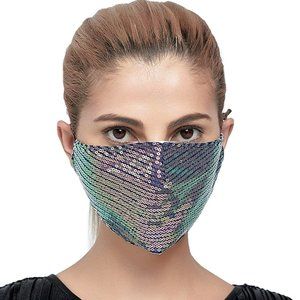 NEW Reusable Iridescent Mermaid Sequin Face Mask
